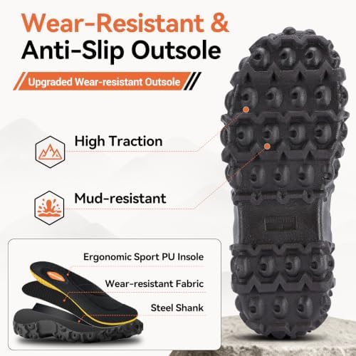Showave Men's Ankle Rain Boots Waterproof Rubber Garden Boot Mud Booties