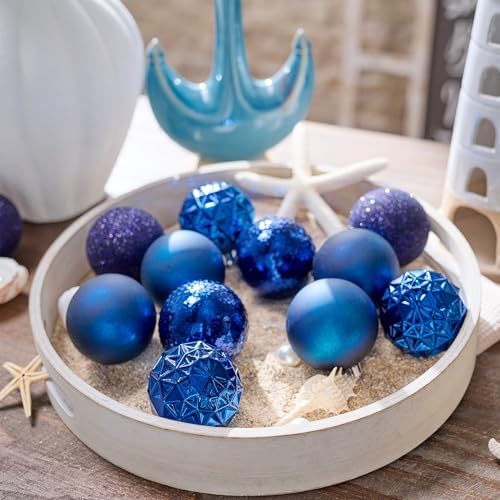 Valery Madelyn Christmas Tree Decorations Ornament Set, 50ct 2 Inches Navy Blue Shatterproof Christmas Ball Ornaments Hanging Xmas Holiday Party Decor