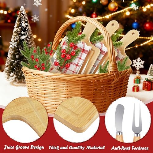 Fayoo 6 Set Christmas Wooden Cutting Board Kit, Kitchen Gift Set