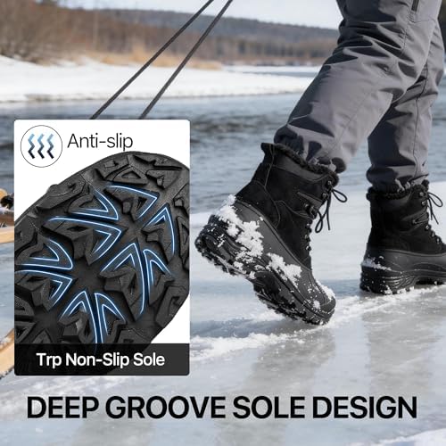 FREE SOLDIER Men's Waterproof Fleece Winter Snow Boots
