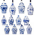 Peryiter 12 Pcs Blue White Christmas Ornaments Ginger Jar, Minimalist