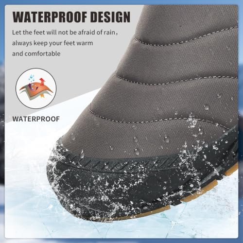 Mens Snow Boots Winter Velcro Water Resistant Fur Lined Slip On Ankle Boot