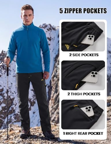 MAGCOMSEN Men's Ski Snow Pants Waterproof Fleece Lined Winter Hiking Pants