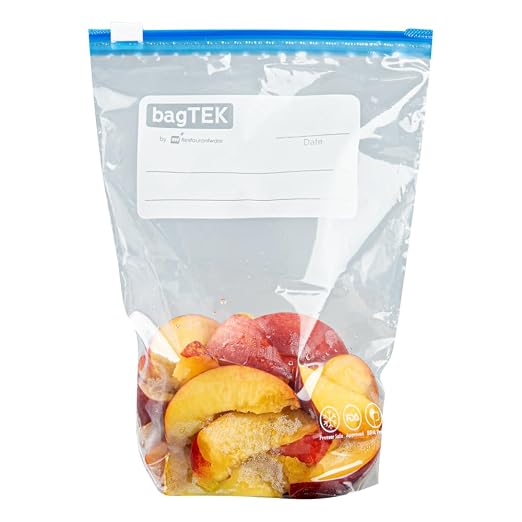 Restaurantware-Bag Tek 1 Quart Freezer Slider Bags, 1000 Disposable Zipper Pouch Bags - Slide Zipper, Expandable Bottom, Clear Plastic Freezer Bag, With Write-On-Label, For Food Storage