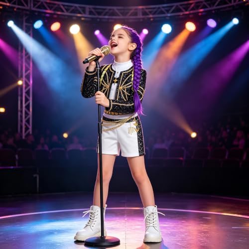Kids Pop Singer Golden Costume Girls Halloween Costumes Outfit & Accessory