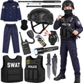 YADIYA Halloween SWAT Police Costume for Kids Boys Cop Costume Swat Vest