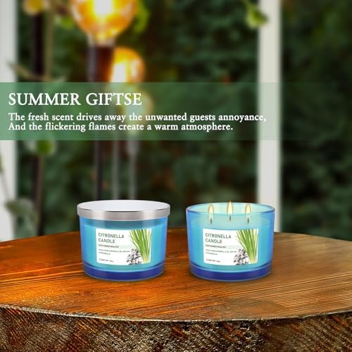2x14oz Large 3-Wick Outdoor Indoor Citronella Candles