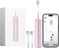 Laifen Wave Electric Toothbrush, Oscillation & Vibration, IPX7 Waterproof Magnetic Rechargeable Travel Sonic Electric Toothbrush for Adults with 3 Brush Heads (Pink Aluminum Alloy)