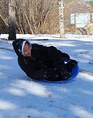 Slippery Racer Heavy-Duty Cold Resistant Downhill Pro Adults and Kids Plastic Outdoor Winter Saucer Disc Snow Sled with Handles