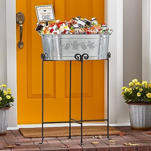 Let's Make Memories Personalized Beverage Tub - Halloween Party Décor - Trick or Treat Candy Bowl w/Stand - Ghost