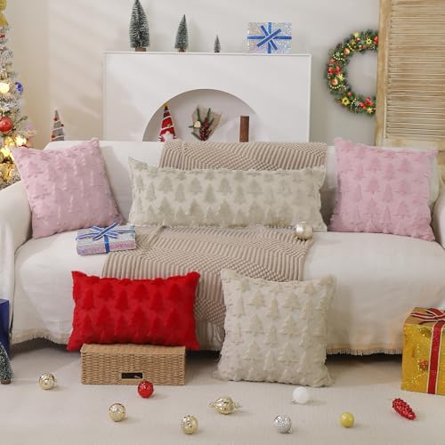 DFXSZ Christmas Tree Pillow Covers 14x36 Set of 2 Christmas Decor Beige