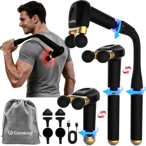 3-in-1 Massage Gun with Detachable Long Handle, Dual-Head Back Massager