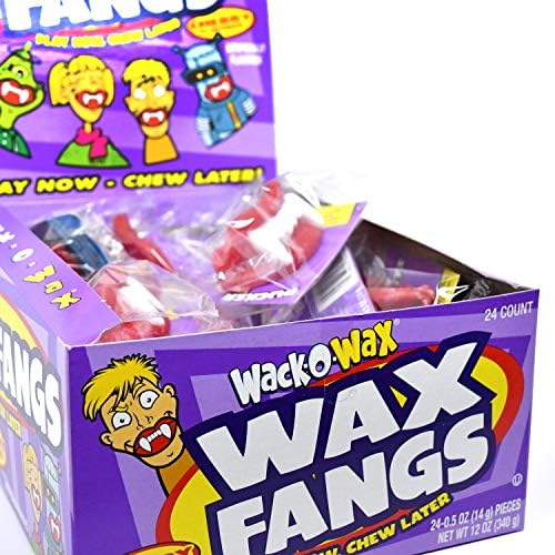 Wack-O-Wax Fangs Cherry Candy Halloween Toy, 24 Count Box