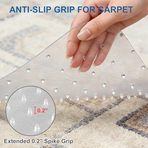 Clear Chair Mat for Carpet, YOOMAYA 30" x 48" Heavy Duty Office Chair Mat with Grip, Easy Gliding Under Desk Carpeted Floor Protector, Slip Resistant Plastic Mat for Study & Gaming Room (Transparent)