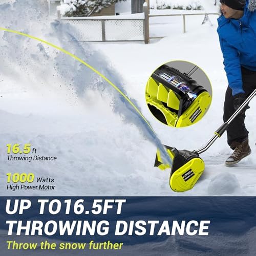 Litekon 40V Brushless Cordless Snow Shovel, 13-Inch Electric Snow Blower with 2X 4.0Ah Batteries & Charger, Battery-Powered Snow Removal with 25FT Throw Distance for Patio, Deck, Driveway,Green