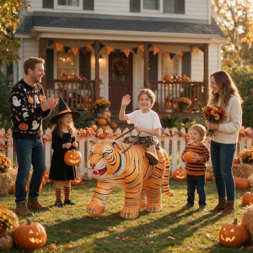 One Casa Inflatable Tiger Costume for Kids,Blow Up Ride Animal Suit
