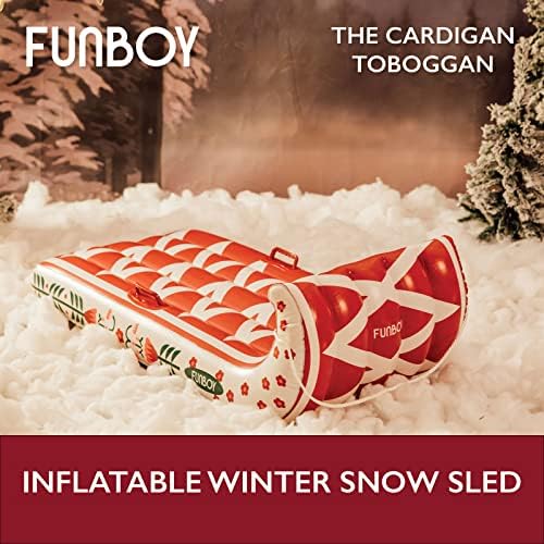 FUNBOY Winter Fun Inflatable Toboggan Snow Sled, Single, Cardigan