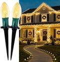 C9 Christmas Lights Outdoor,51.4 Ft 40 Bulbs Christmas Pathway Lights Clear