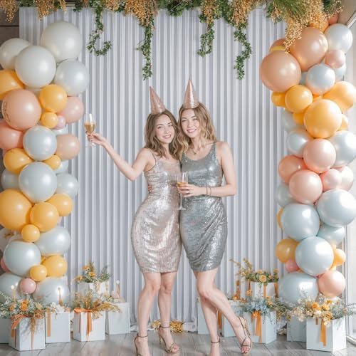 Tao-Ge 10x10 Silver Grey Backdrop Curtain for Parties Wedding Wrinkle Free Silver Grey Photo Curtains Backdrop Drapes Fabric Indoor and Outdoor Decoration for Birthday Party 5ft x 10ft,2 Panels