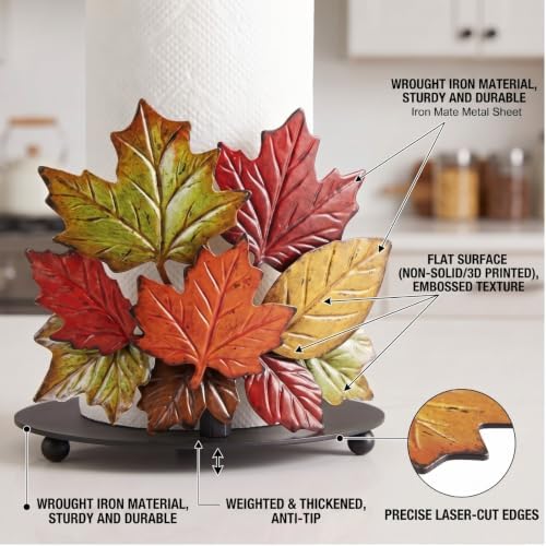 Fall Pumpkin Paper Towel Holder, Metal Maple Leaves Kitchen Stand
