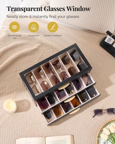 Lolalet Sunglasses Organizer Case for Women, Eyeglass Storage Holder