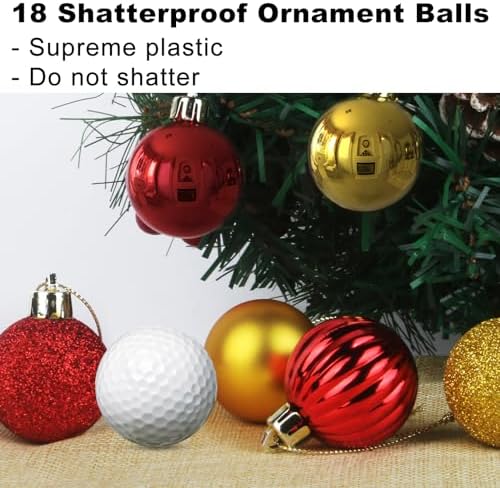 Red & Gold 1.6" Small Christmas Balls Christmas Tree Decoration Ornaments Shatterproof Hanging Balls for Birthday Halloween Holiday Wedding Decorations Set of 18pcs