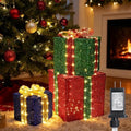 Set of 3 Christmas Lighted Gift Boxes - Warm White 160 LEDs Outdoor Decor