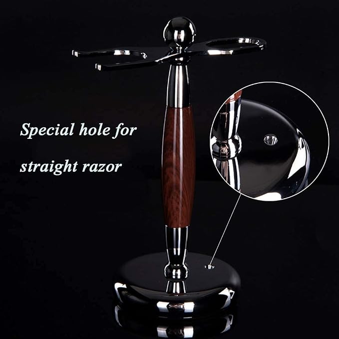Grandslam Men Straight Shaving Razor Badger Hair Brush Stand Holder Leather Strop Soap Bowl