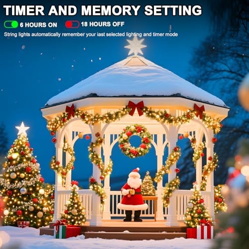 328 FT 1000 LED String Lights Outdoor Indoor, Christams String Lights Waterproof 8 Modes & Timer, Fairy Lights Plug in for Bedroom, Weeding, Patio, Party, Holiday,Christmas Decor (Warm White)