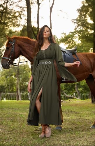 Scarlet Darkness Renaissance Costume Women Pirate Medieval Maxi Dress
