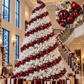 Sosation Large 29.5Ft Christmas Ornament Garland, Burgundy, Glossy Matte