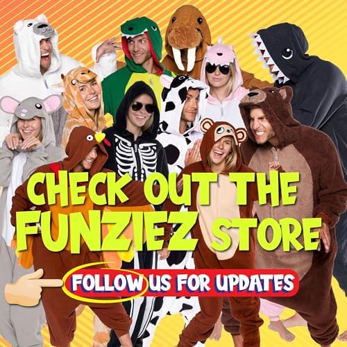 Funziez! Slim Fit Adult Onesie - Animal Costume - Plush Unisex Halloween One Piece Cosplay Suit for Women and Men