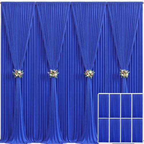 8 Panels Royal Blue Backdrop Curtain for Wedding Parties Wrinkle Free Blue Photo Curtains Backdrop Drapes Fabric Decoration for Birthday Party Baby Shower 40ft(W) x 10ft(H)
