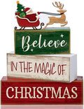 Lineshading 4 Pcs Christmas Table Decorations Wooden Stacked Block Santa