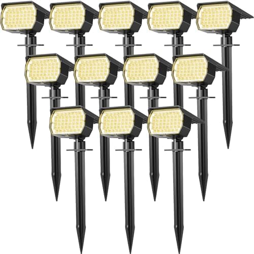WENATY Solar Spot Lights Outdoor Waterproof Spotlights 12 Pack Warm White