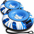 47" Snow Tubes with Canvas Covers, 2-Pack Heavy-Duty Inflatable Snow Sleds