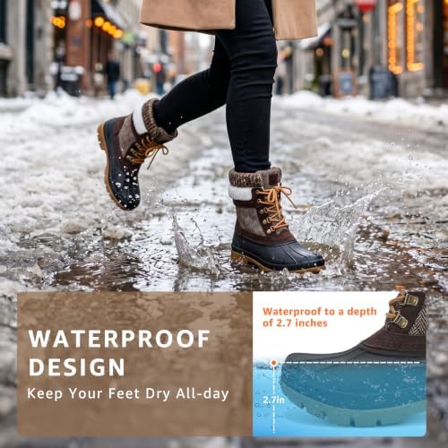 STQ Women's Duck Boots Waterproof Winter Snow Boot