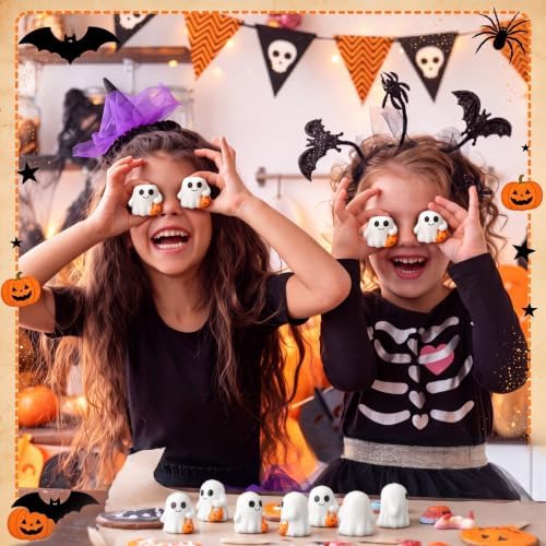 Wettarn 24 Pcs Halloween Ghost with Pumpkin Balls Bulks, Halloween Toy