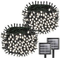 KAQ 2pack 200LED Solar String Lights Outdoor Waterproof Cool White