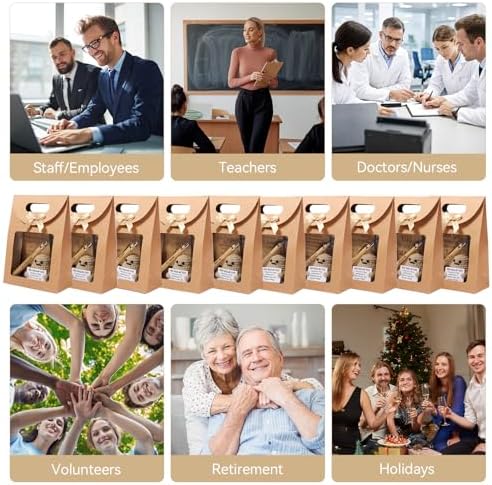 120 PCS/20 Sets Teacher Employee Appreciation Gifts Bulk – Thank You Gifts for Coworkers with Kraft Paper Gift Bags,Greeting Card,Inspirational Notebooks,Phone Stand,Team Gift for Staff, Nurse, Office