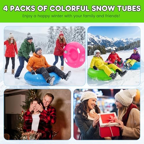Shappy 3 Pack Inflatable Snow Tubes Handles