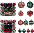48 Pcs Christmas Balls Ornaments for Christmas Tree, Painted Shatterproof Plastic Decorative Baubles Hanging Ornaments for Xmas Tree Wreath Holiday Party Wedding Decoration, Red Green