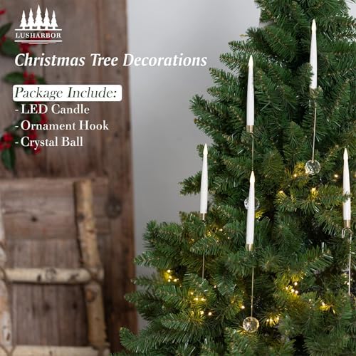 LUSHARBOR Christmas Tree Candles, 10 Pack Flameless Taper Candles for Trees