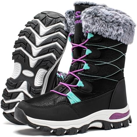 HOBIBEAR Women's Waterproof Winter Snow Boots Lightweight Warm Faux Fur Lined Mid-Calf Booties