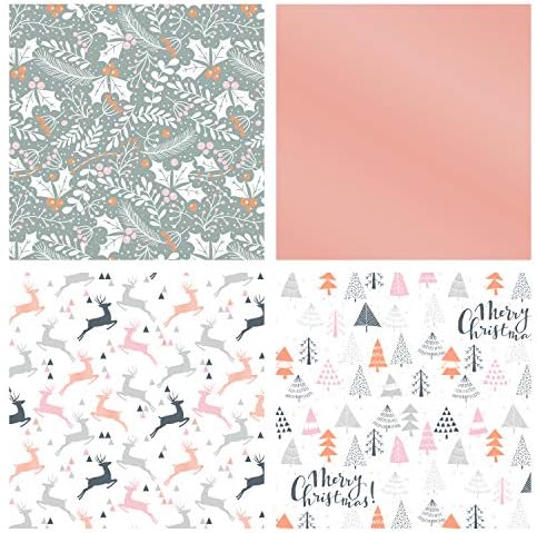WRAPAHOLIC 30 Inch Christmas Wrapping Paper Roll - Jumbo Roll Rose Gold and Pink Holiday Design with Metallic Foil Shine - 4 Rolls - 30 Inch x 120 Inch Per Roll
