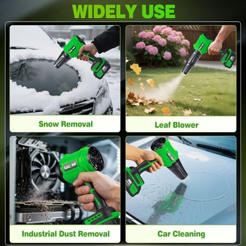 Leaf Blower Cordless Handheld Blower 2x4.0Ah Batteries & Charger,Dark Green