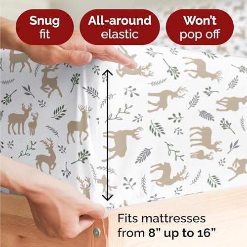 Christmas Sheet Set, Reindeer, Festive Holiday Xmas Bedding Set - King Size