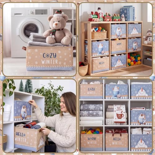 CHENGU 6 Pack Winter Storage Bin Collapsible Winter Christmas Basket