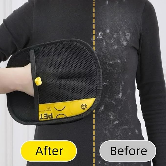 Cat Hair Remover Glove for Furniture & Clothes, Reusable Electrostatic Pet Hair Removal Mitt with Velvet Surface & Breathable Mesh Back, Lint Remover for Dog & Cat Fur (1)