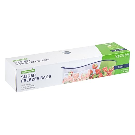 Restaurantware-Bag Tek 2 Gallon Freezer Slider Bags, 25 Disposable Zipper Pouch Bags - Slide Zipper, Expandable Bottom, Clear Plastic Freezer Bag, With Write-On-Label, For Food Storage
